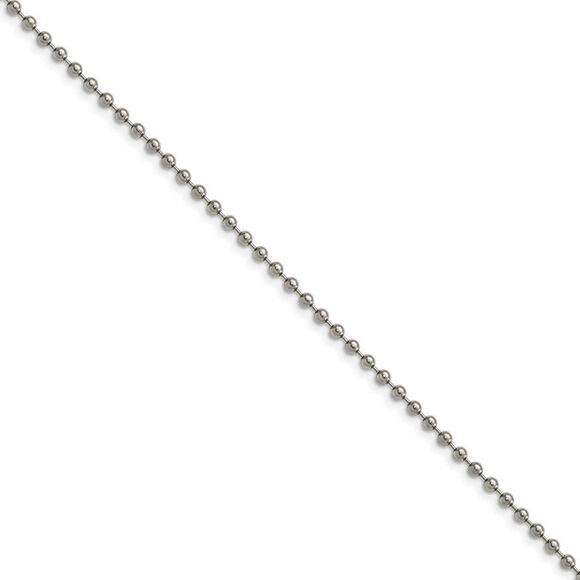 Kazi Luxury Chisel Titanium Polished 2.00mm 24 inch Ball Chain - Picture 5 of 5